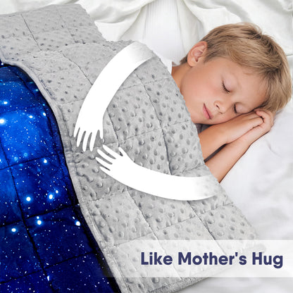 Solfres 5lbs Weighted Blanket, 36 x 48 Inches, Printing Heavy Blanket 5 Pounds for Children and Teens Ultra Soft and Cozy, Stars, Sensory Items, Nebula Galaxy