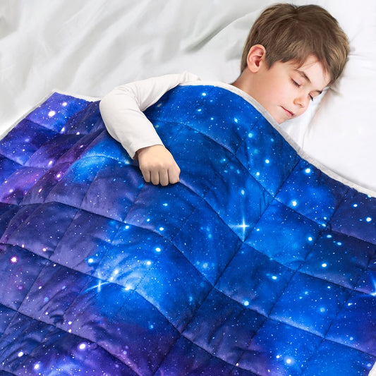 Solfres 5lbs Weighted Blanket for Kids, 36 x 48 Inches, Printing Heavy Blanket 5 Pounds for Children and Teens Sleeping Ultra Soft and Cozy, Stars, Sensory Items for Sleep, Nebula Galaxy